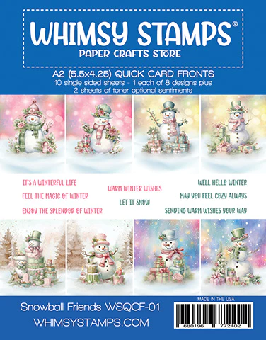 Whimsy Stamps - Quick Card Fronts - A2 Snowball Friends