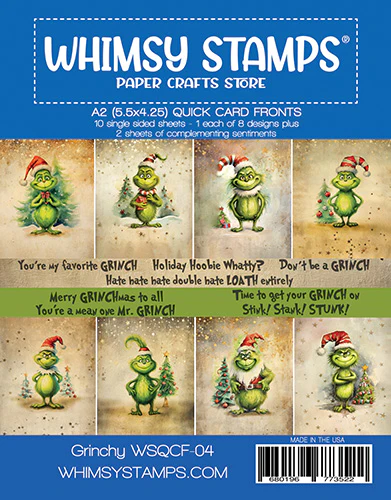 Whimsy Stamps - Quick Card Fronts - A2 Grinchy