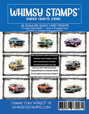 Whimsy Stamps - Quick Card Fronts - Classic Cars