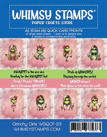 Whimsy Stamps - Quick Card Fronts - Grinchy Girls
