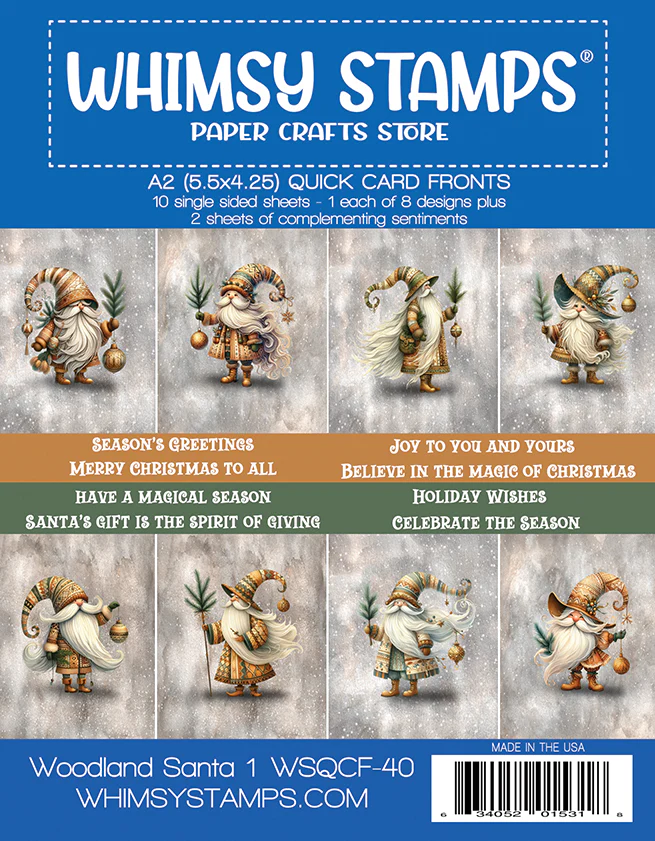 *NEW* - Whimsy Stamps - Quick Card Fronts - Woodland Santa 1