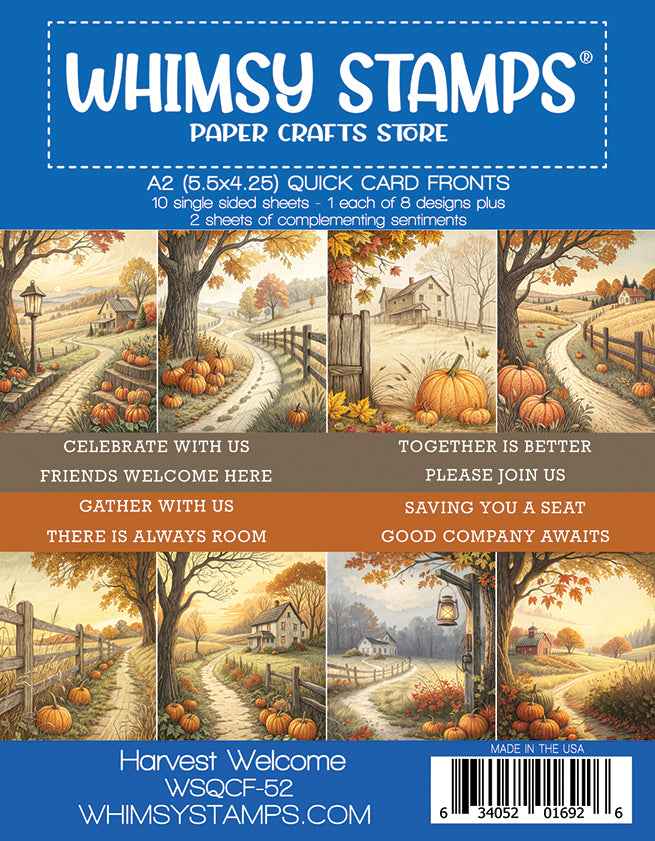 **NEW* - Whimsy Stamps - Quick Card Fronts - Harvest Welcome