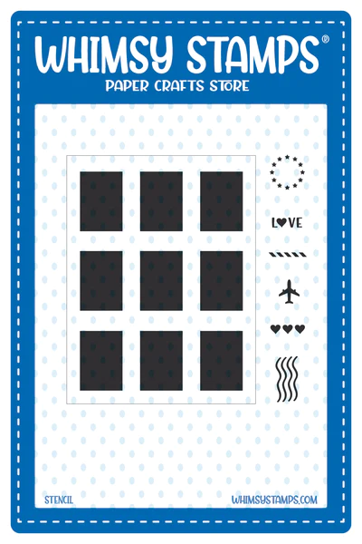 Whimsy Stamps - Postage Window Shadows Stencil