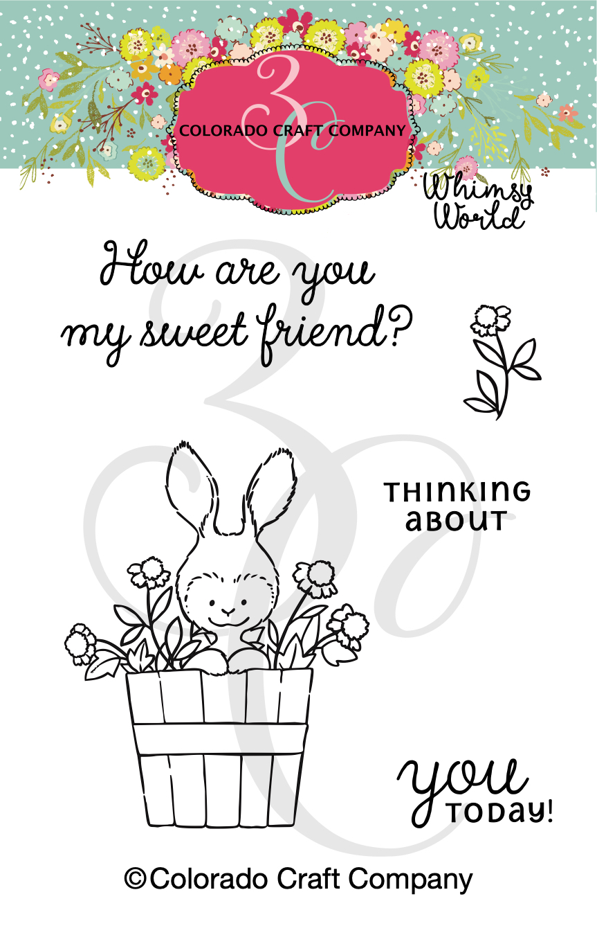 Colorado Craft Company - Whimsy World~Bunny Bushel Mini 2 x 3 Clear Stamps