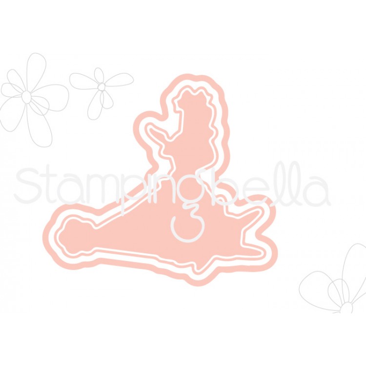 Stamping Bella - the littles Christmas COLLECTION: elf with a reindeer on top "CUT IT OUT" DIE