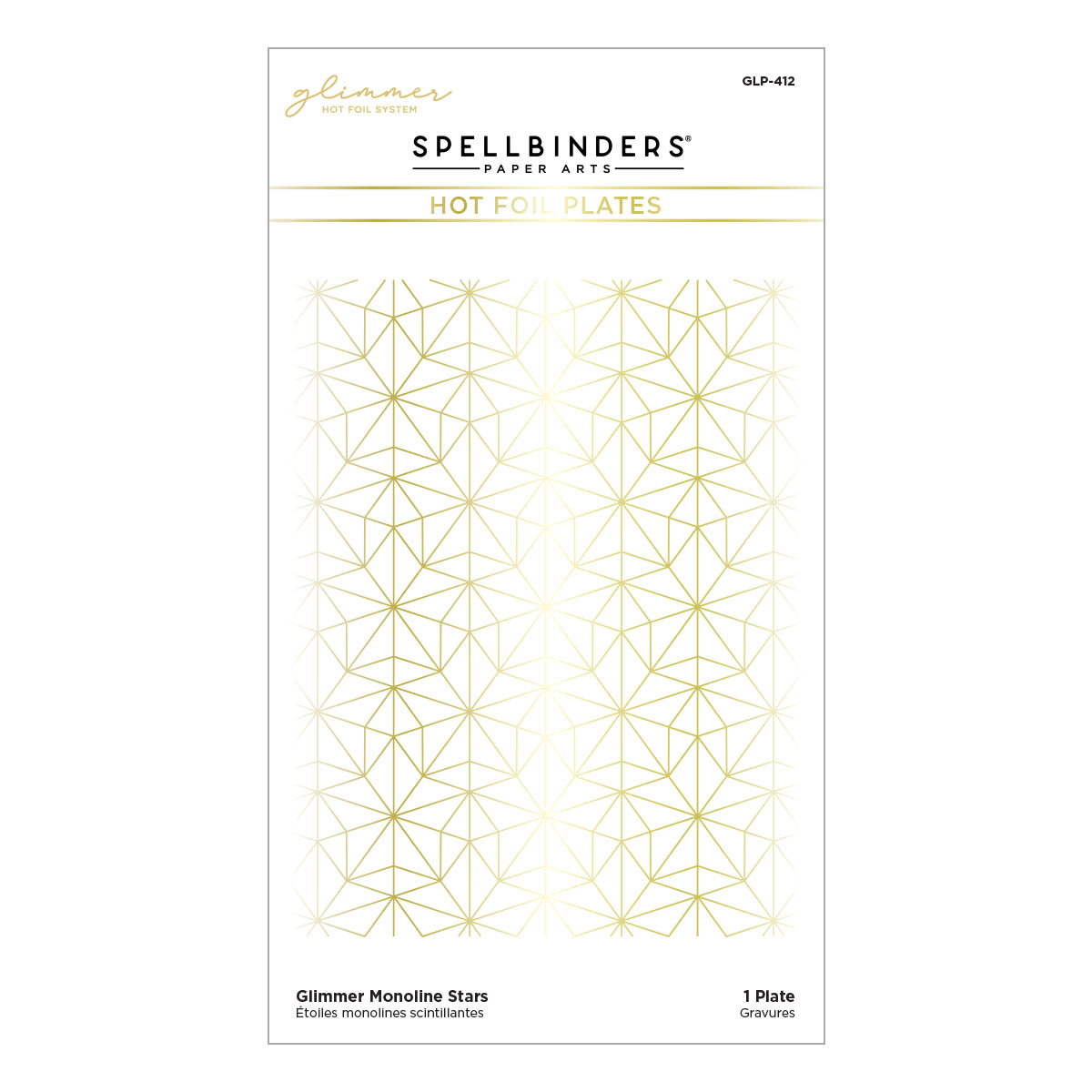 Spellbinders - Glimmer Monoline Stars Hot Foil Plate from the Glimmer for the Holidays Collection