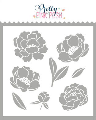 Pretty Pink Posh - Peonies Stencil