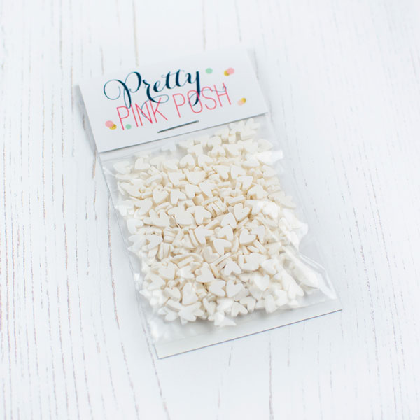 Pretty Pink Posh - White Hearts Clay Confetti