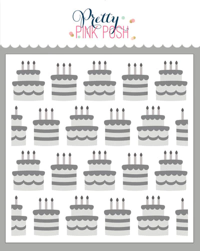 Pretty Pink Posh - Layered Birthday Cakes Stencil (4Lyr)