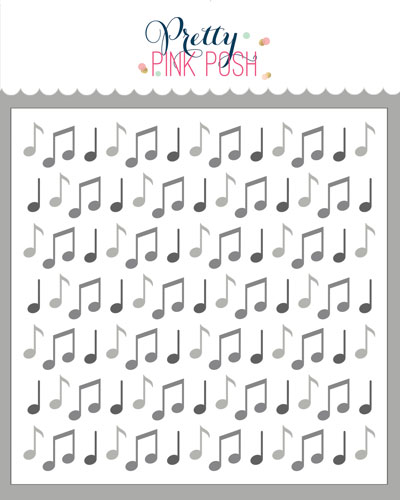 Pretty Pink Posh - Layered Music Notes Stencil (3 Layer)