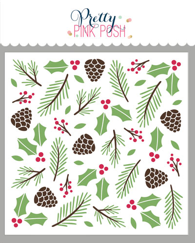 Pretty Pink Posh - Layered Winter Foliage Stencil (3Lyr)