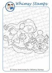 Whimsy Stamps - Snowman String of Hearts - Crissy Armstrong Collection