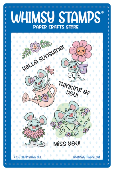 Whimsy Stamps - Spring Gardening Mice Clear Stamps